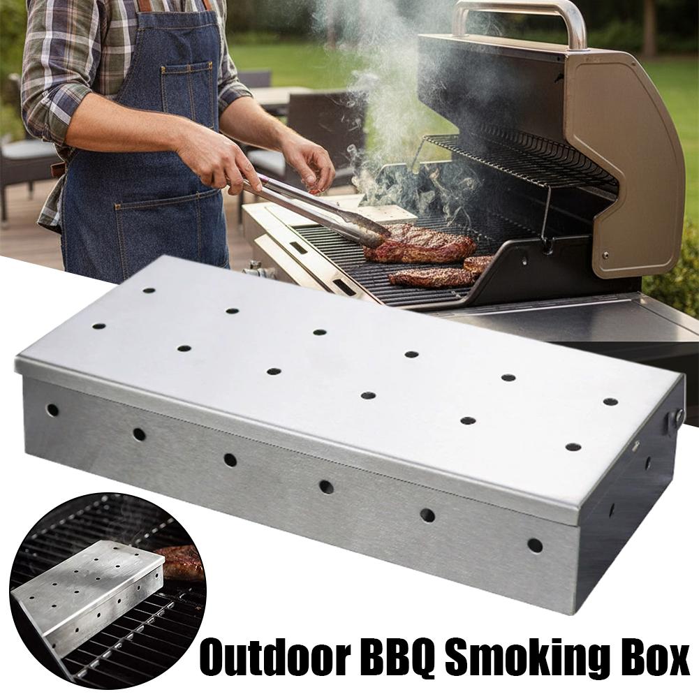 Smoker Box Wood Chip - Коробка-коптильня из нержавеющей стали для барбекю,